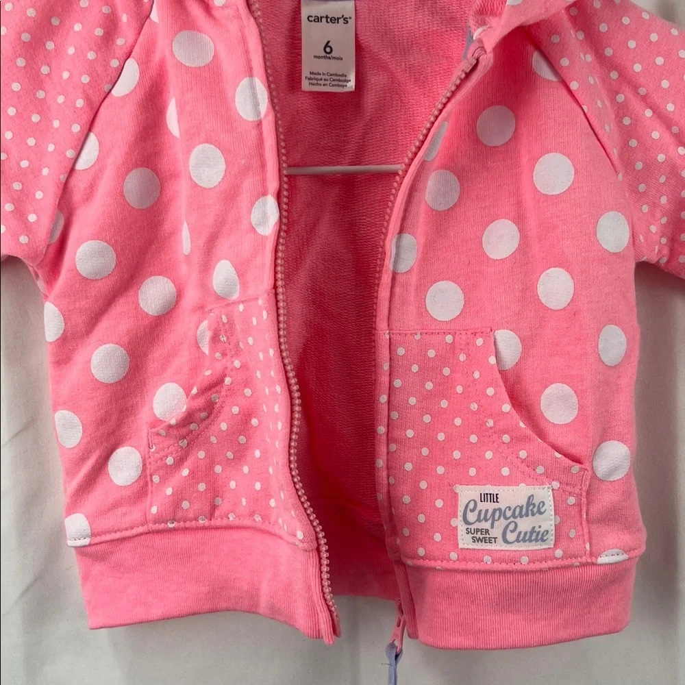 Carter’s - Girl’s Hoodie - Pink - 6 months - Polka Dot - NWT